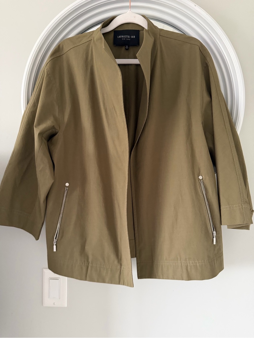 Lafayette 148 New York Olive Utility Zip-Pocket Jacket